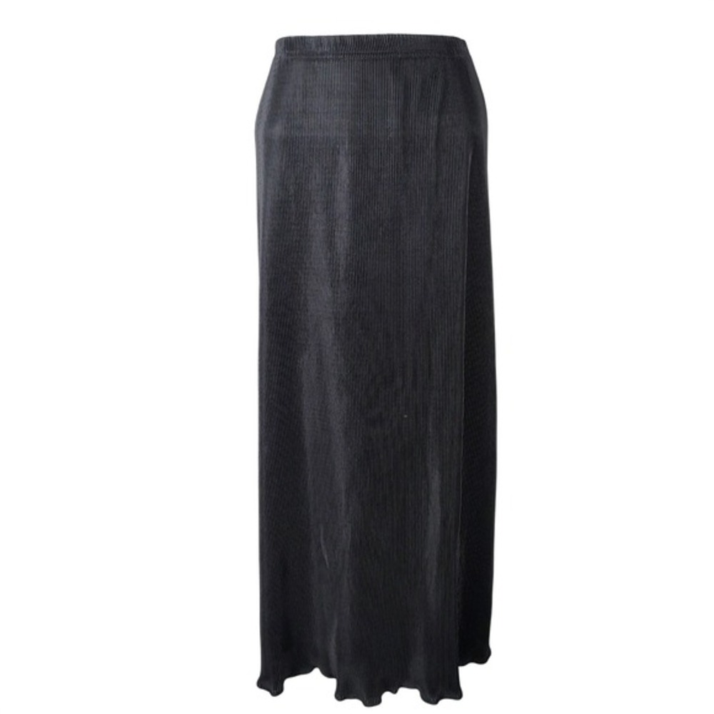 T.R. Bentley Black Micro Pleated Maxi Skirt Elastic Waist XL chic vamp goth‎